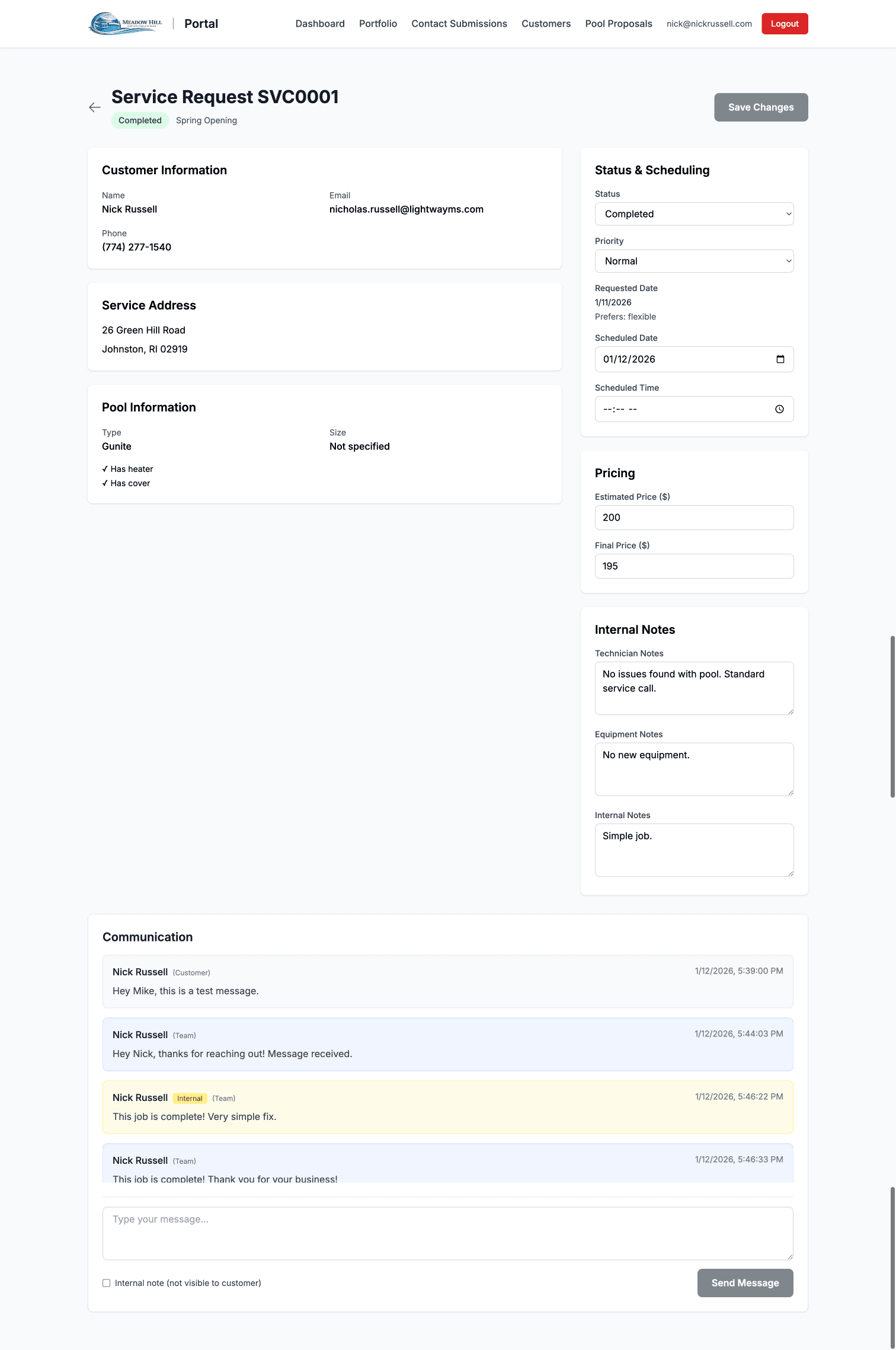 Messaging Interface with Message Types